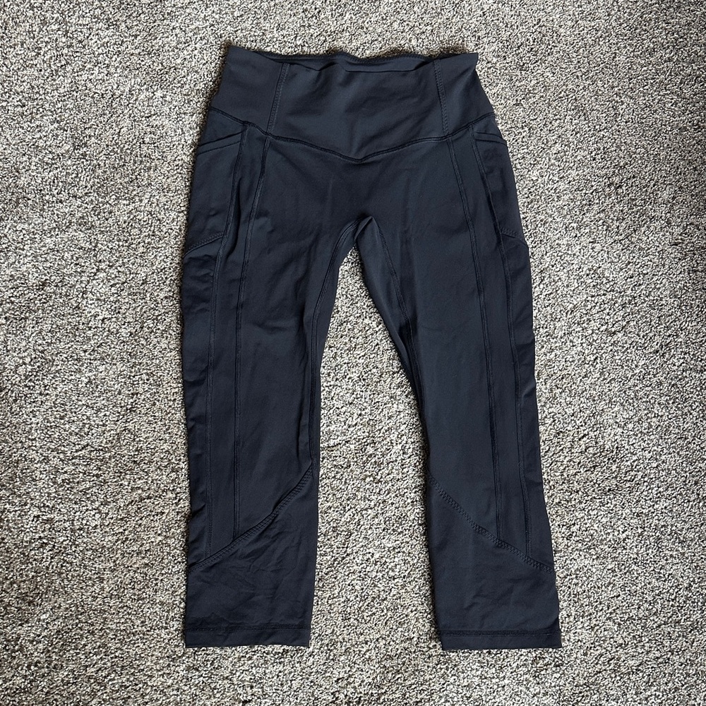 lululemon athletica Black Capri Leggings with Side Panels